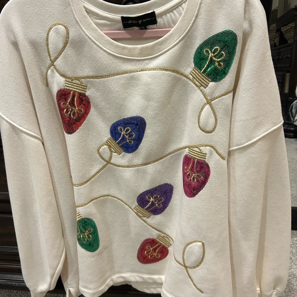 Sequin Christmas Light Sweatshirt for